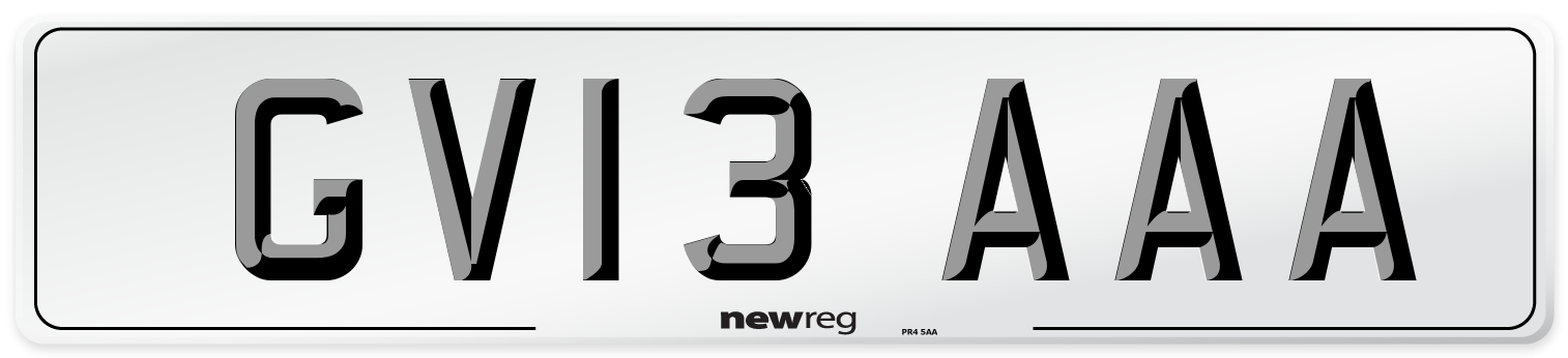 GV13 AAA Number Plate from New Reg